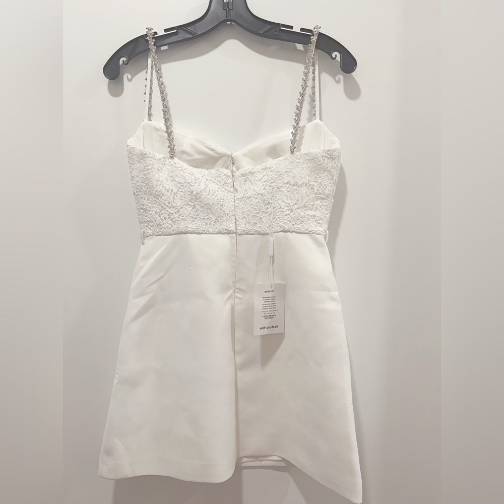 NWT US4 Self-Portrait White Lace Bodice Mini Dress - Picture 9 of 11
